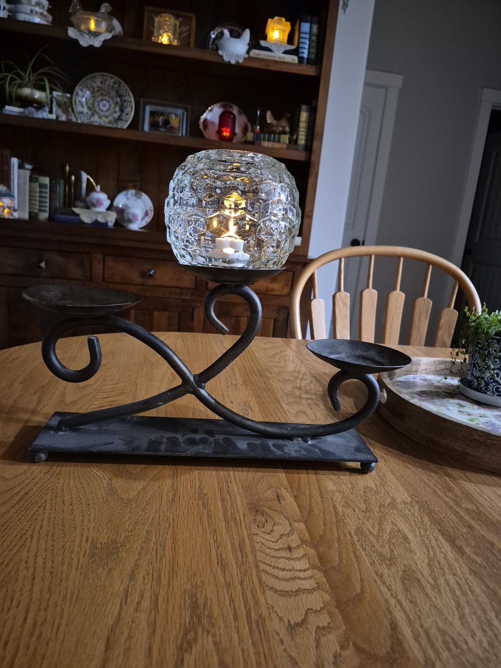 Wrought Iron Triple Candle Holder